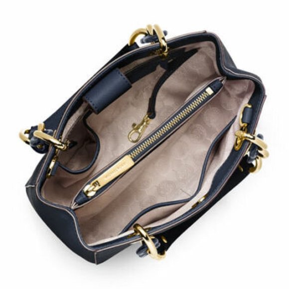 MICHAEL KORS CYNTHIA NAVY BLUE SAFFIANO LEATHER CROSSBODY SATCHEL BAG - NWT! - Picture 9 of 10